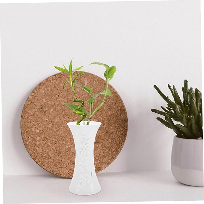Angoily 3pcs Minimalist Plastic Flower Vases White Nordic Style Compact Lightweight Decorative Floral Arrangement Holders for Home Office Table Centerpiece Hydroponic Display