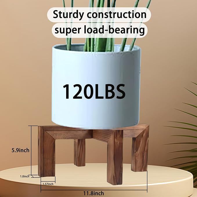 Indoor Plant Stand, Wooden Flower Pot Holder, suitable for 5-12 inch flower pots, Home and Garden (Wood Color-2 pack)