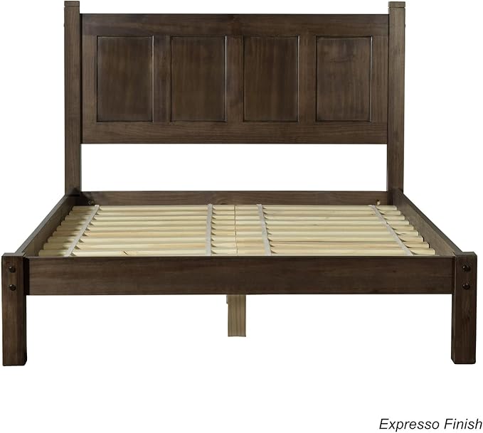 Grain Wood Furniture Shaker Solid Wood Panel Platform Bed, Full Size, Expresso