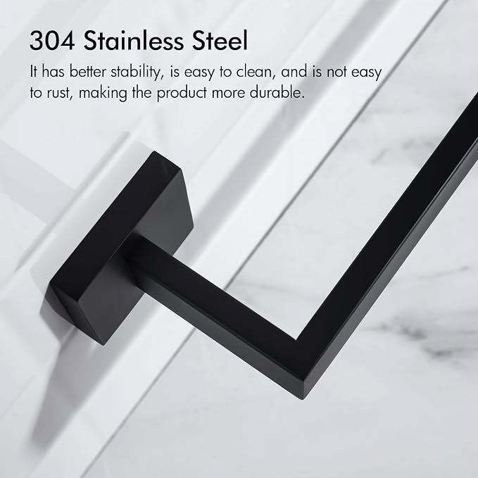 BANOLUX Towel Rack, 12-Inch Towel Bars for Bathroom, Plainshe Towel Rail Towel Racks for Bathroom Wall Mount SUS304 Hand Towel Holder Heavy Duty, Matte Black Towel Bar 2 Pack, A7-TB-MB-12IN-2PACK