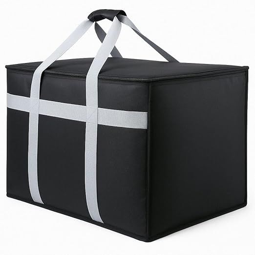 musbus Insulated Food Delivery Bag Cooler Bags Keep Food Warm Catering Therma for doordash Uber Eats Catering Shopper hot BLACK travel grocery pizza portable beach soft sided