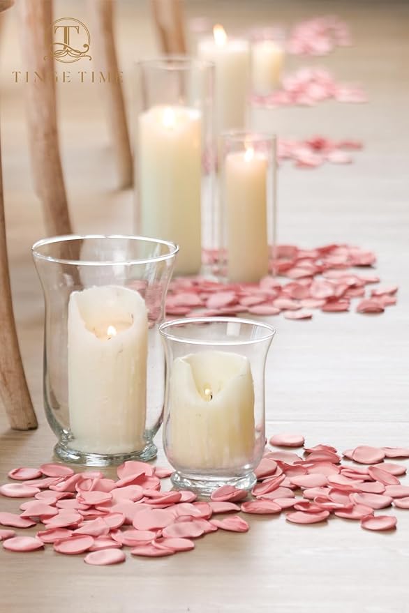 TINGE TIME 200pcs Rose Petals and Fake Roses Artificial Flowers for Wedding Decor, Bridal Shower, Party Decoration - Silk Flower Petals Bulk Pack (Dusty Pink)