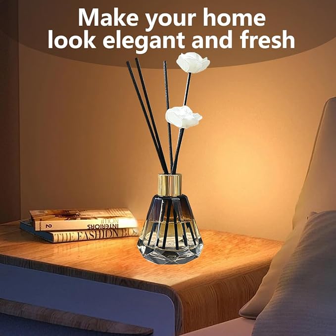 2PCS 60ml/2oz Empty Refillable Glass Diffuser Bottle Diffuser Jars Aromatherapy Storage Container Fragrance Accessories Use for DIY Replacement Diffuser Sticks Decor ( Amber Gradation)