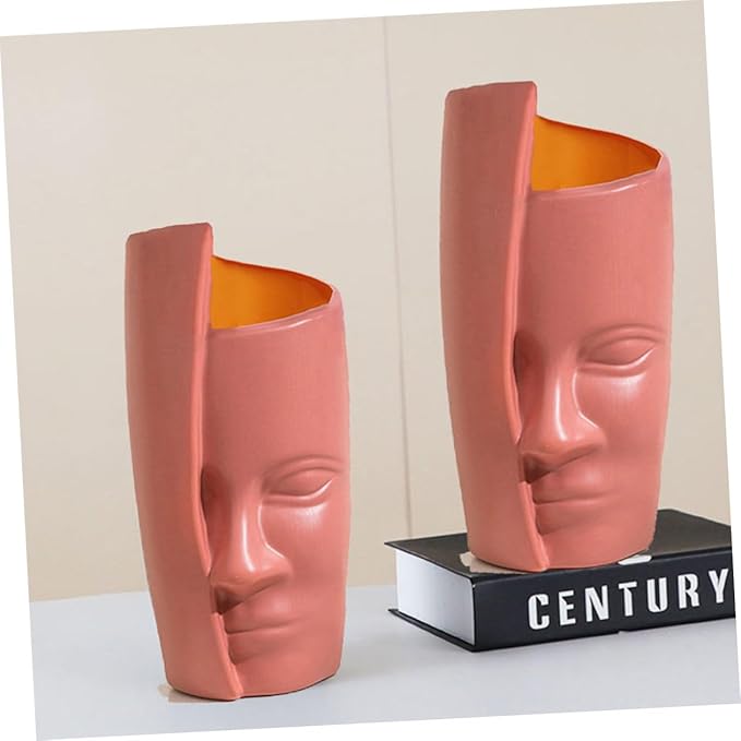 Abstract Face Plastic Vase Lightweight Floral Arrangement Container Home Decoration Ornament for Living Bedroom Bathroom and Office Use
