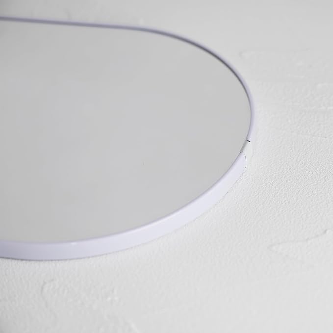 Oval Mirror, Oval Wall Mirror with Lanyard, High Definition Bathroom Mirror for Bathroom, Hallway, Living Room, Easy to Install (White, 11.61x18.9inch)