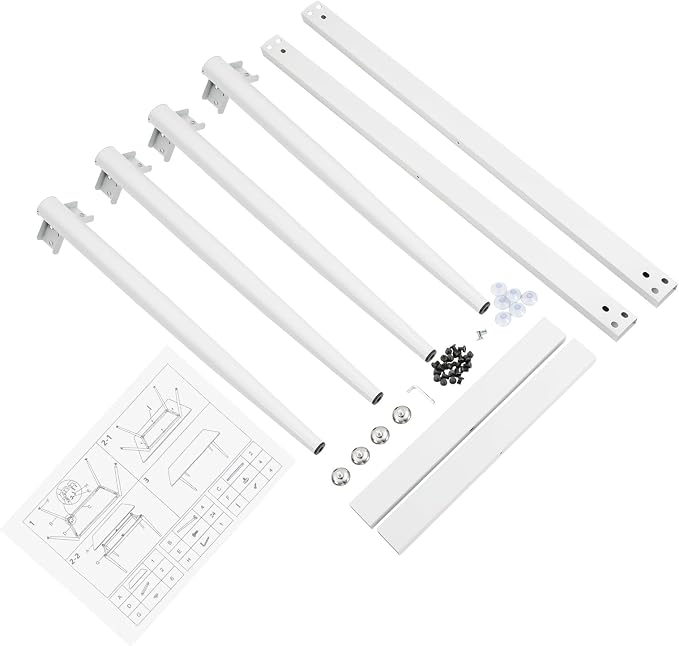 Modern Desk Frame,Industrial Metal Table Legs with Suction Cups,Desk Base for Marble,Glass,Wood Top,Furniture Legs for Home,Kitchen,DIY Bench Legs Coffee Table,Capacity 661.38lbs (White)