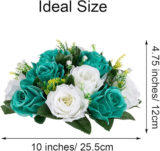 Flower Centerpieces for Wedding Tables: Wedding Table Decorations Teal & White Flower Balls Centerpieces for Engagement Cerebration Party Center Pieces 10 Packs