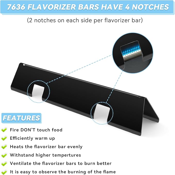 15.3" Flavorizer Bars Replacement for Weber Spirit 300 and GS4 Spirit II 300 Series E310 E320 E330 S310 S320 S330 with Front Control Knobs, Porcelain Enameled Steel Grill Heat Plates for 7636, 5 Pack