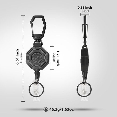 Retractable ID & Keychain Carabiner by Ultimate - Durable 32” Steel Cord, Big Clip - Ideal for Office, School, Recreation