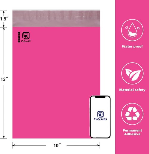 POLYSELLS 2000 Pcs Pink Poly Mailers | 10x13 Inches Waterproof, Tear-Resistant Shipping Envelopes