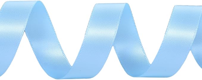 YAMA Light Blue Double Faced Satin Ribbon 5/8 Inch 25 Yards Baby Blue Fabric Ribbon for Gift Wrapping Crafts Hair Bows Wedding Party Decoration