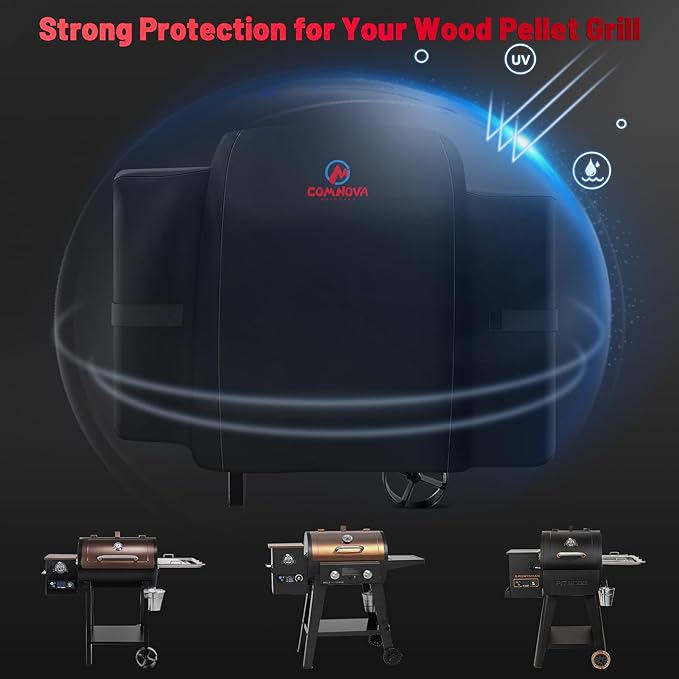 Comnova Grill Cover for Pit Boss 440D - Premium Wood Pellet Smoker Cover for Pitboss Waterproof & Heavy Duty, 600D Pellet BBQ Cover for Pit Boss Mahogany 440 Deluxe, Mile Hybrid, and 73440 Deluxe