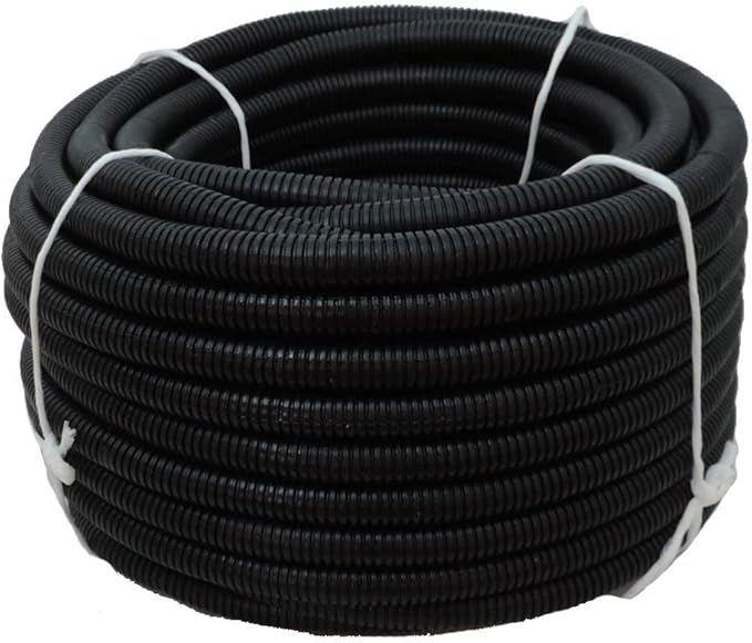 Flexible Polyethylene HDPE Non-Split Corrugated Wire Loom Tubing (Black, 1/2" Dia. x 100 ft)