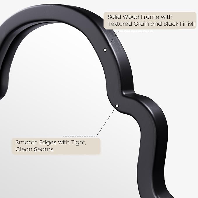 24"x40" Black Arched Mirror for Bathroom Vanity, Matte Black Wood Frame Wall Mirror for Fireplace Mantel, Modern Farmhouse Industrial Decor for Entryway, Large Arch