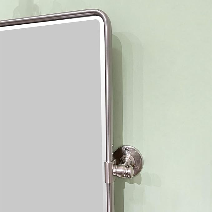 TEHOME Pivot Mirror Brushed Nickel Tilt Bathroom Vanity Mirror Brushed Nickel Metal Framed Rectangle Horizontal Tilting Beveled Vanity Mirrors, Overall 44.12 x 30 inches (Mirrror 40 x 30 inches)