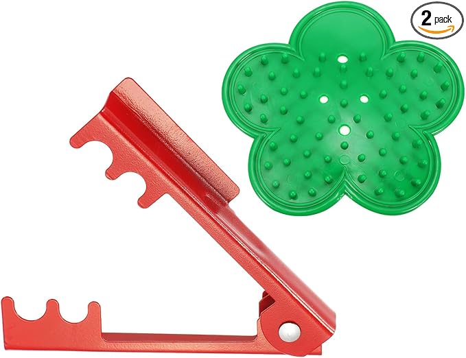 HARFINGTON 2pcs Rose Thorn Stripper Tool Set 5.5" 4.7" Metal PVC Flower Thorn Leaf Remover Flower Stem and Leaf Stripping for Gardening Home Florist, Red,Green
