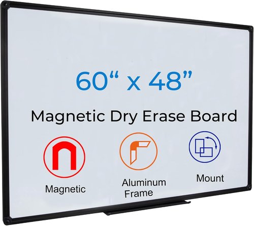 Regine Switzerland Magnetic Whiteboard - 60 x 48 Inch Black Frame | Modern Dry Erase Board for Home Office & Creative Studio