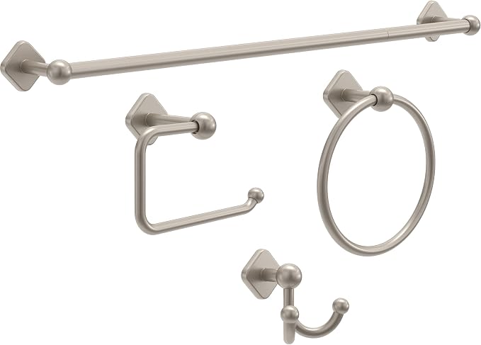 Franklin Brass Gainesville (1-Pack) Towel Hooks Satin Nickel Double Bathroom J Hooks Wall Mounted for Robes & Towels Hand Towel Hook Holder Kitchen, Bathroom Accessories GNV35-SN