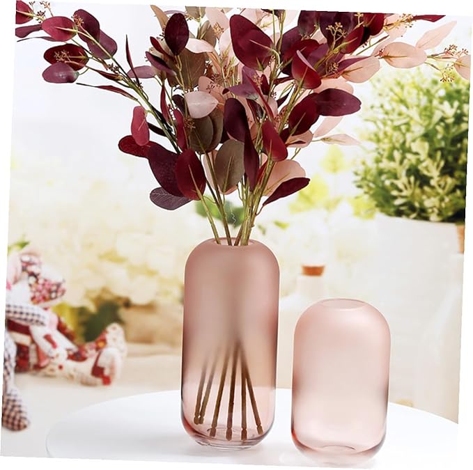 Creative Gradient Frosted Glass Vase Small Hydroponic Floral Arrangement Holder for Office Home Decor Table Centerpiece