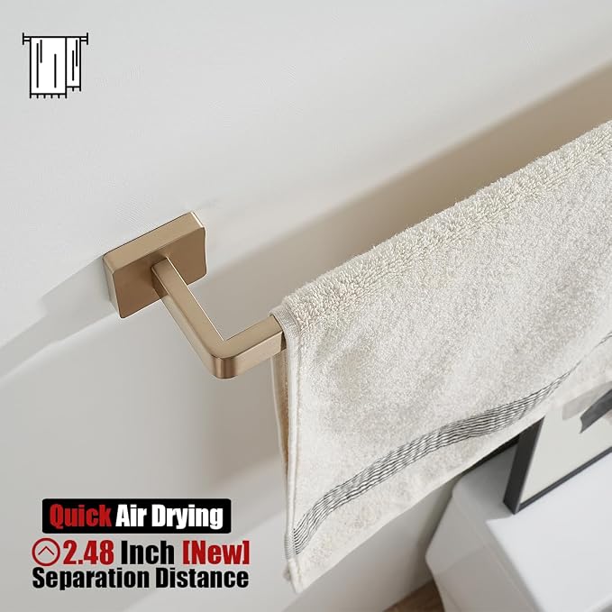 JQK Champagne Bronze Towel Bar, 24 Inch 304 Stainless Steel Thicken 0.8mm Towel Rack Bathroom, Towel Holder Wall Mount, Total Length 26.41 Inch, TB250L24-CB