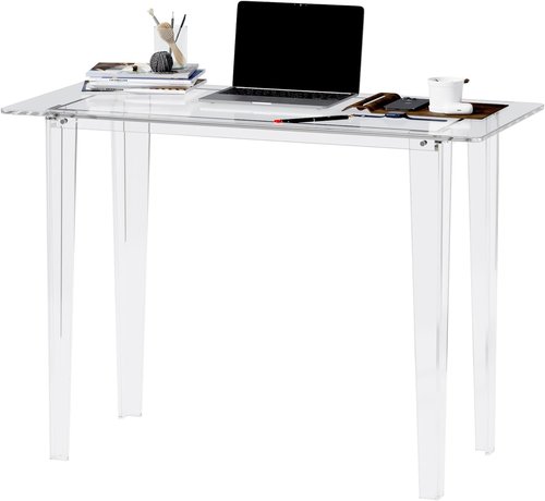 Skiennix Acrylic Desk - Modern Clear Table for Home Office | Sturdy Lightweight Design for Small Spaces (Transparent)