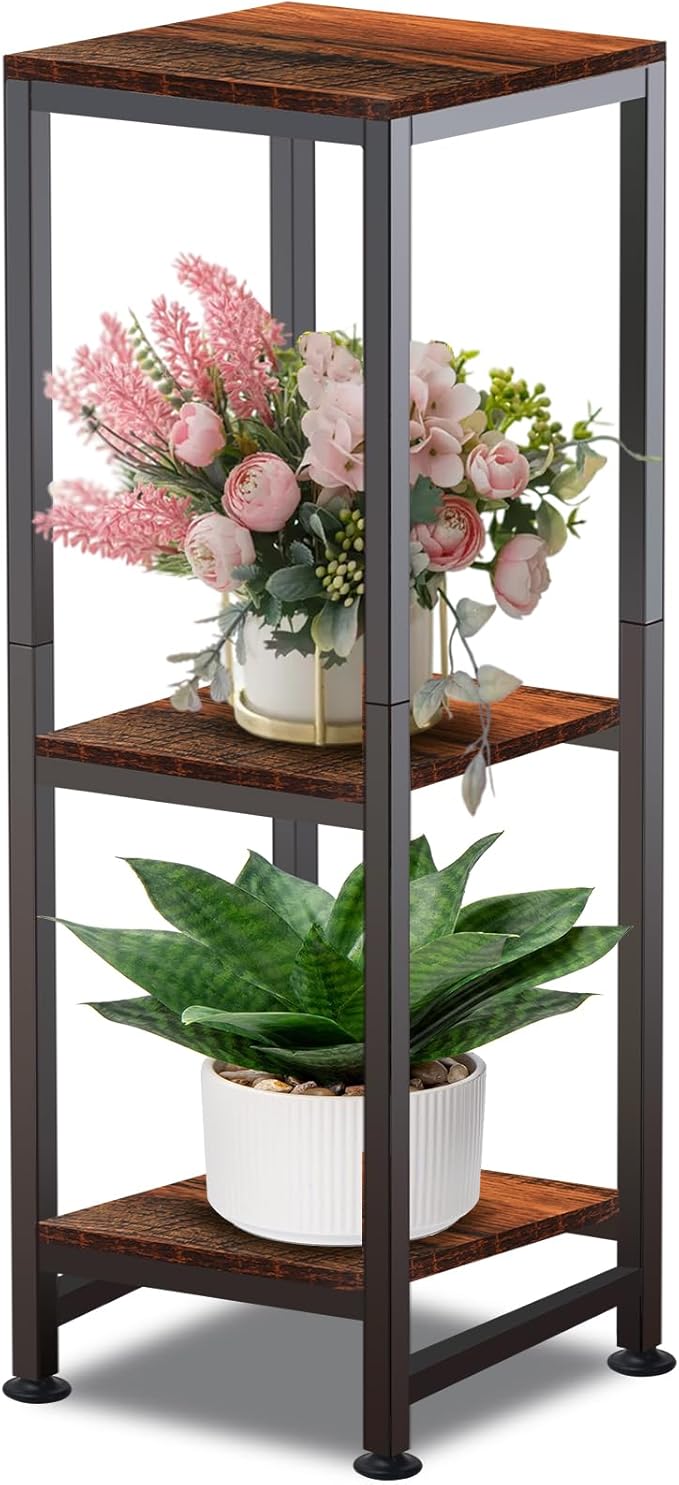 Plant Stand Indoor, 3 Tier Plant Stands for Indoor Plants, 33.5'' Tall Multiple-Tier Plant Shelf Square Flower Stand for Patio, Living Room, Balcony
