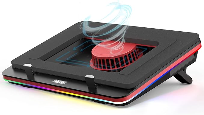 IETS GT500 Powerful Turbo-Fan (5000 RPM) RGB Laptop Cooling Pad with Infinitely Variable Speed,Seal Foam for Rapid Cooling Gaming Laptop,Dust Filter for Protect Laptop,13-17.3inch Laptop Cooler