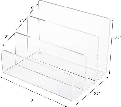 Jucoan Clear Acrylic File Holder - 3-Section Vertical Desktop Organizer | 9 x 6.5 x 6.5 Inch Document Sorter