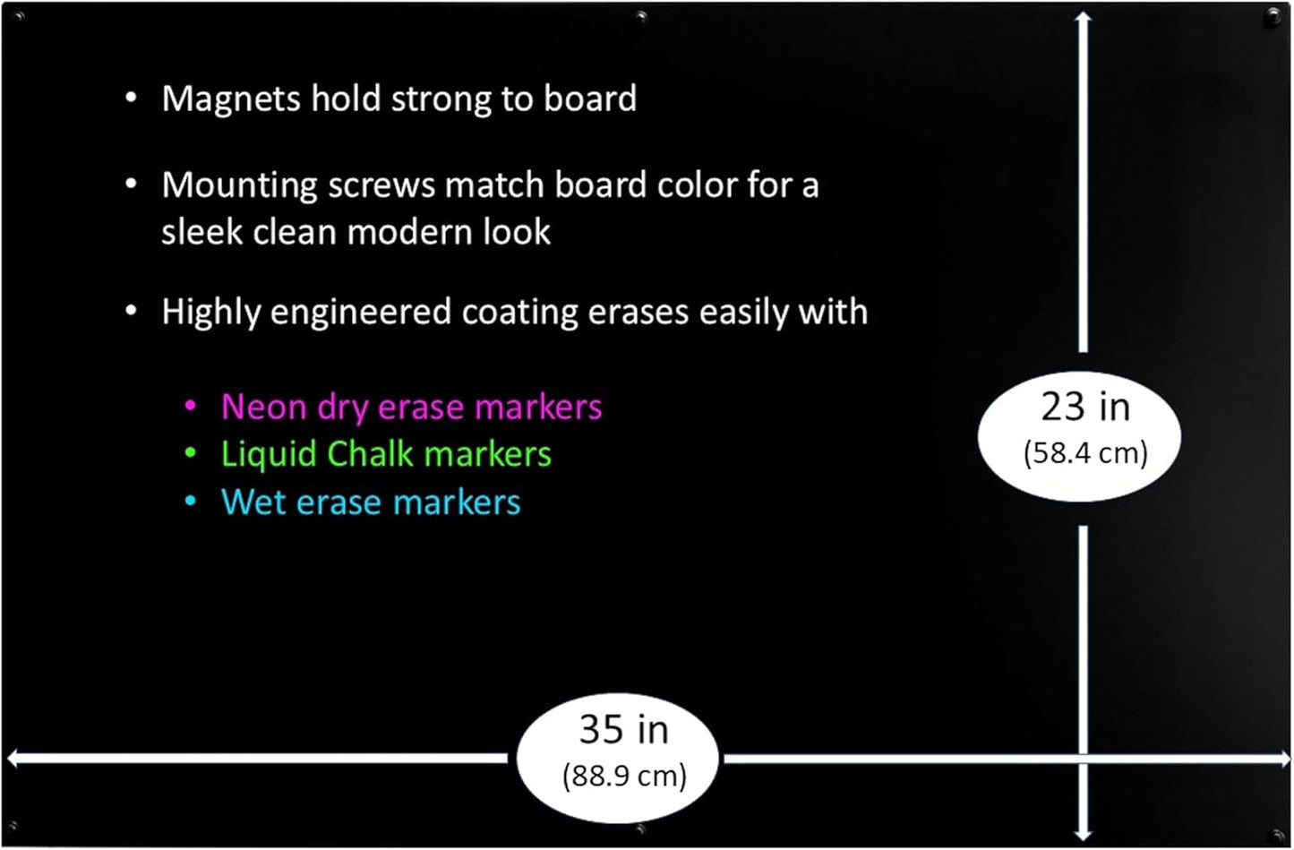 Skiennix Large Magnetic Board - Versatile Magnet Display & Bulletin Board - Matte Black (23" Wx35" L)