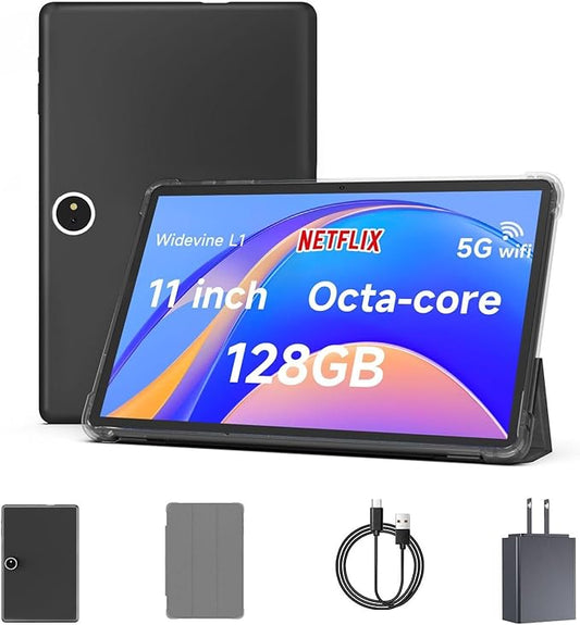 11 inch Tablet, 18GB + 128GB, Android 15 Tablet, 1TB Expandable, 13MP Camera, Octa-Core Processor 5G WiFi 8000MAH Battery 11'' IPS HD Touchscreen Google Tableta.