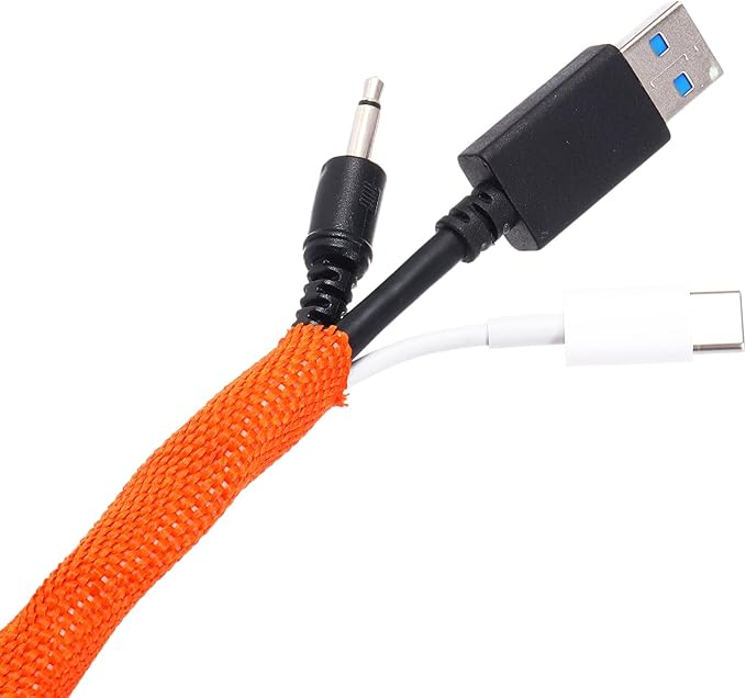 MECCANIXITY Braided Cable Sleeves Heat Shrinkable Fabric Sleeving, 1 1/4" 60ft Orange 2:1 Ratio Heat Shrinkable Cord Protector for Harness Cable, Network Cable Protection, Cable Management