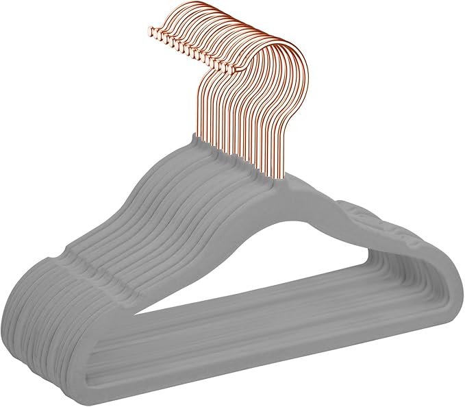 MIZGI Baby Velvet Hangers,Non-Slip Kids & Toddler Hangers,11.8 Inch Hangers for Baby Clothes,Pack of 50(Gray)