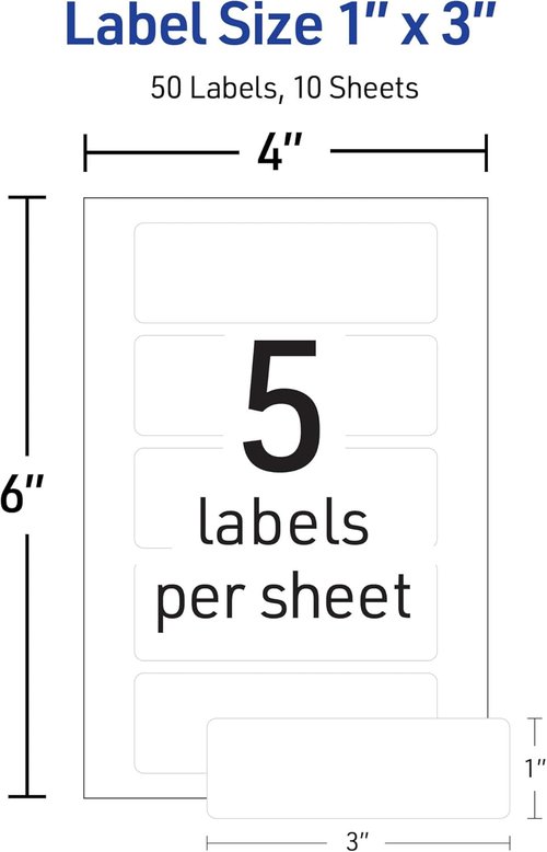 Avery No-Iron Fabric Labels - Waterproof & Washer-Safe | 1" x 3", 50 Count (40725)