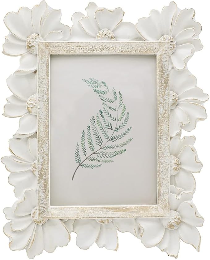 2.5x3.5 Small Vintage Picture Frame, Tiny Antique White Ornate Photo Frame, for Tabletop and Wall Display, Decorative Floral Design Retro Home Decor, Old Fashioned Photo Gallery Art