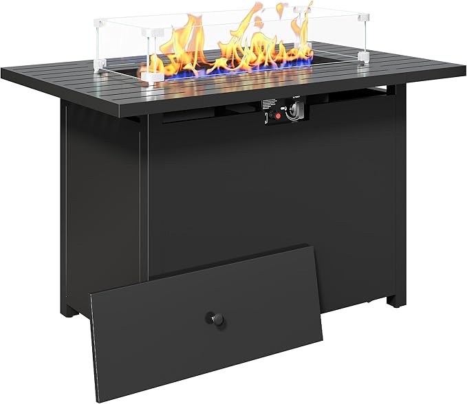 Wisteria Lane 43" Propane Fire Pit Table, 50,000 BTU Gas Fire Pit for Outside, Outdoor Fire Pit with CSA Certification for Patio Balcony Garden Deck Backyard