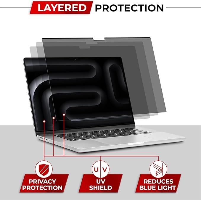 SightPro Magnetic Privacy Screen for MacBook Pro 14 Inch (2021-2025, M1-M5, Pro, Max) Patented Removable Laptop Privacy Filter Shield and Protector