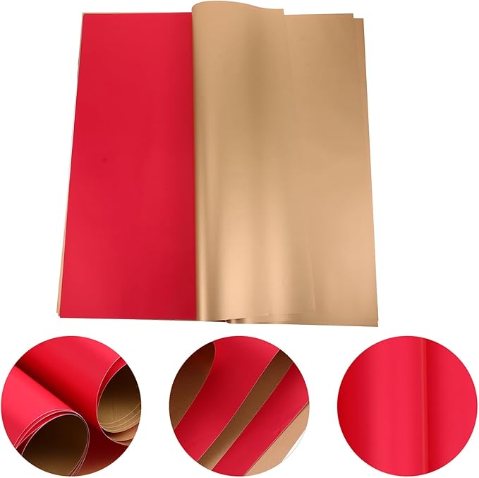 PartyKindom 20Pcs Double-sided Flower Wrapping Paper Bouquet Packing Paper for Floral Arrangements and Wrapping Red and Gold Design for Weddings Birthdays and Special Occasions