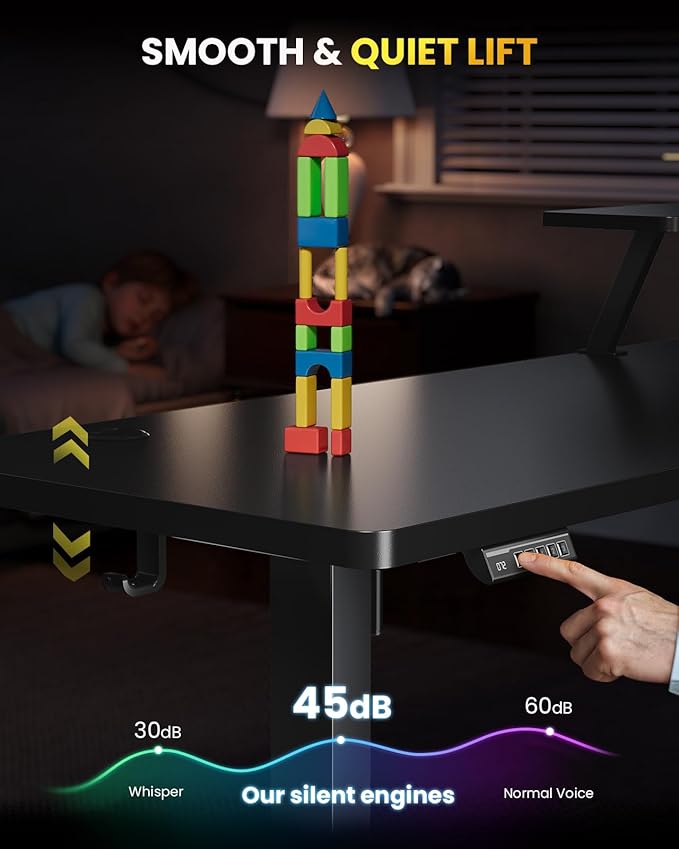 L-Shaped Standing Desk - 63 Inch Adjustable Corner Standing Desk with Flexible Monitor Stand, Electric Sit Stand Computer Table with Memory Controller for Home Office
