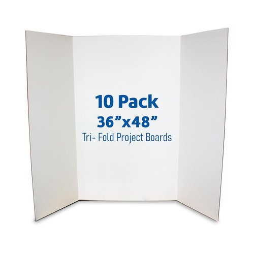 Flipside Products Project Boards - 36” x 48” Trifold Display for Presentations & Events - Clay White, 10 Pack
