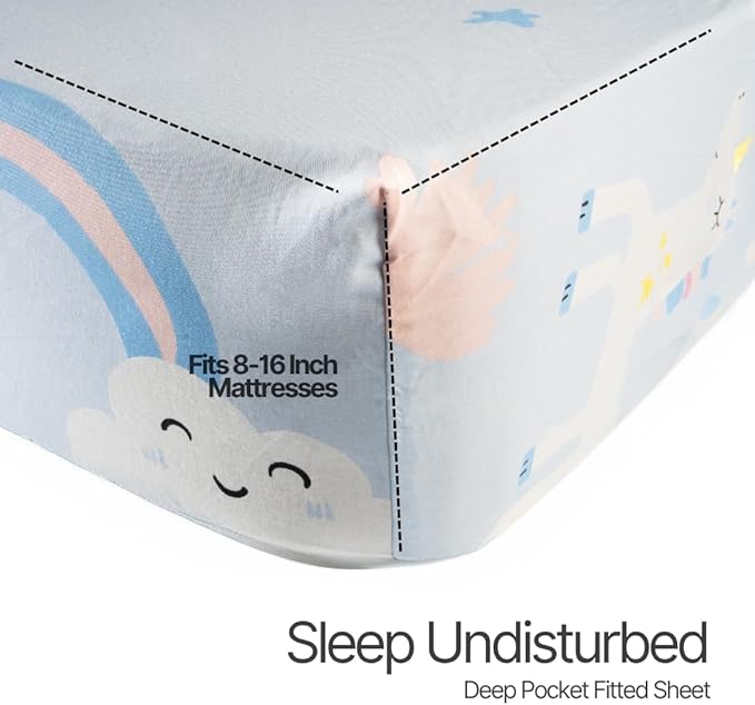 Salt Earth 100% Cotton 210TC Kids Bedsheet, Twin Sheet Set, Toddler Bed, 4-Piece Set – 2 Fitted Sheets & 2 Pillowcases, Themed Toddler Bed Sheets, Cute Kids Bedding (Unicorn/Jungle Safari)
