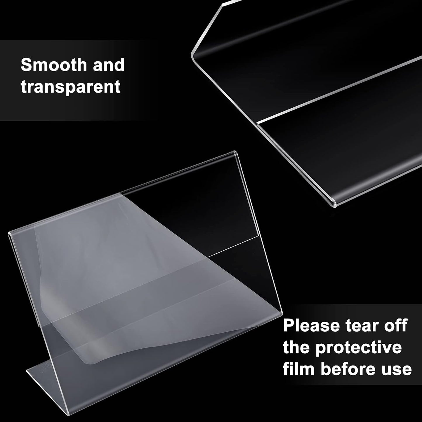 Soaoo Acrylic Picture Frames - 50 Pcs Clear 4x6 Inch Horizontal Display Stands for Home & Office