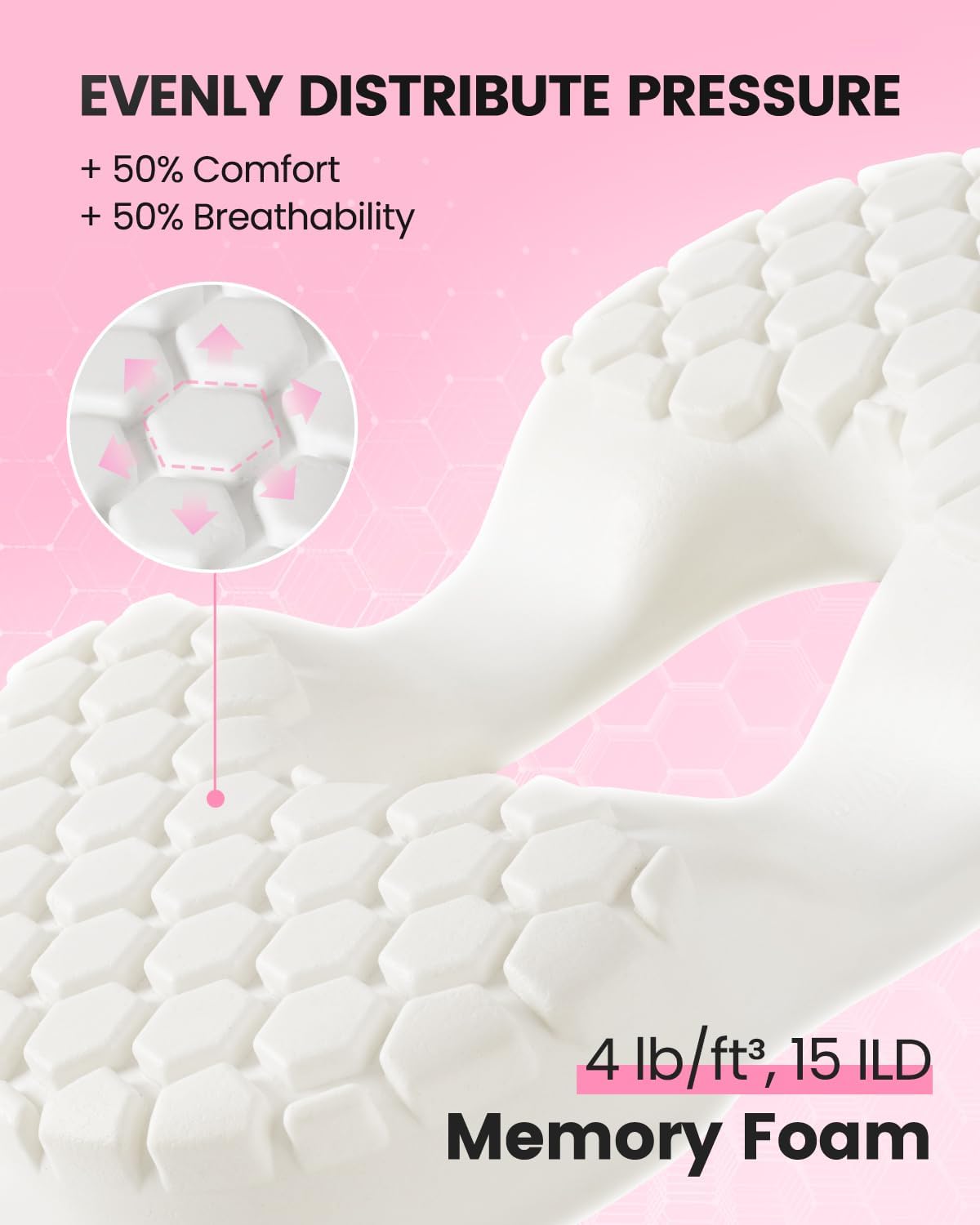 Skiennix Portable Donut Pillow - Memory Foam Tailbone Cushion with Non-Slip Cover | Pink for Pain Relief