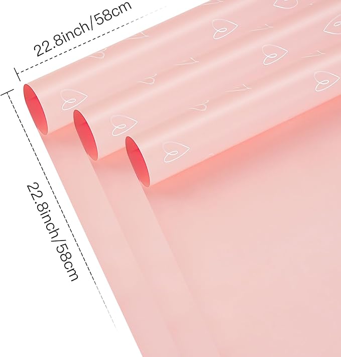 WRAPAHOLIC 20 Sheets Flower Wrapping Paper - 22.8 x 22.8 inch White and Pink Love Design Water-Resistant Floral Bouquet Wrapping Paper, Florist Supplies Packaging for Wedding Birthday Gift DIY