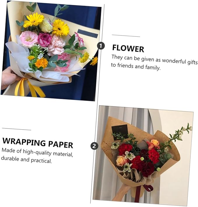 GANAZONO 40 Sheets Kraft Paper Flower Wrapping Paper Bouquet Wrap for Presents and Party Favors Multipurpose Floral Packaging