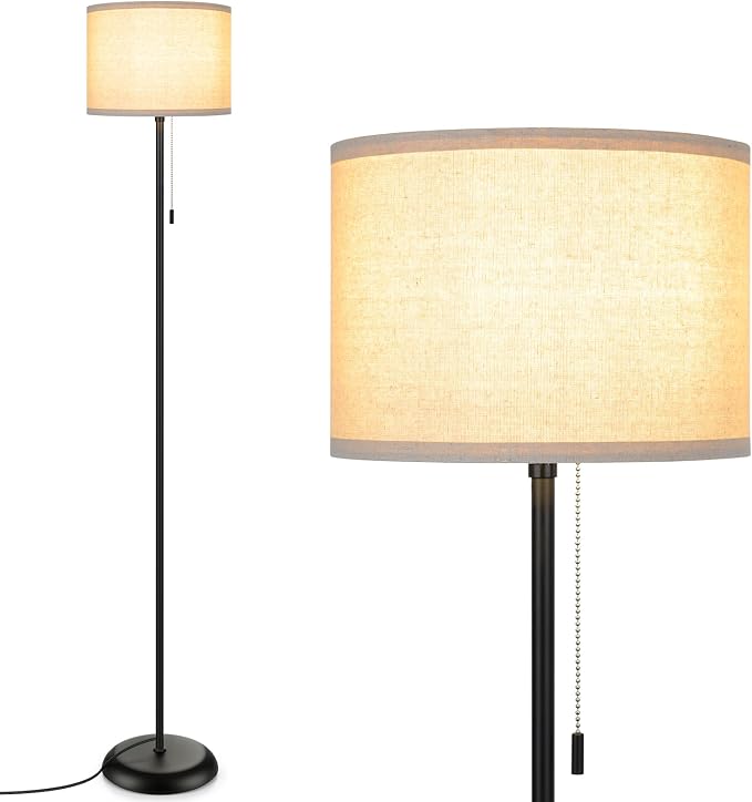 FOLKSMATE Floor Lamp for Living Room, LED Modern Simple Standing Lamps, Tall Lamp for Bedroom, Kid, Office, Reading Room Black Pole Light Without Bulb