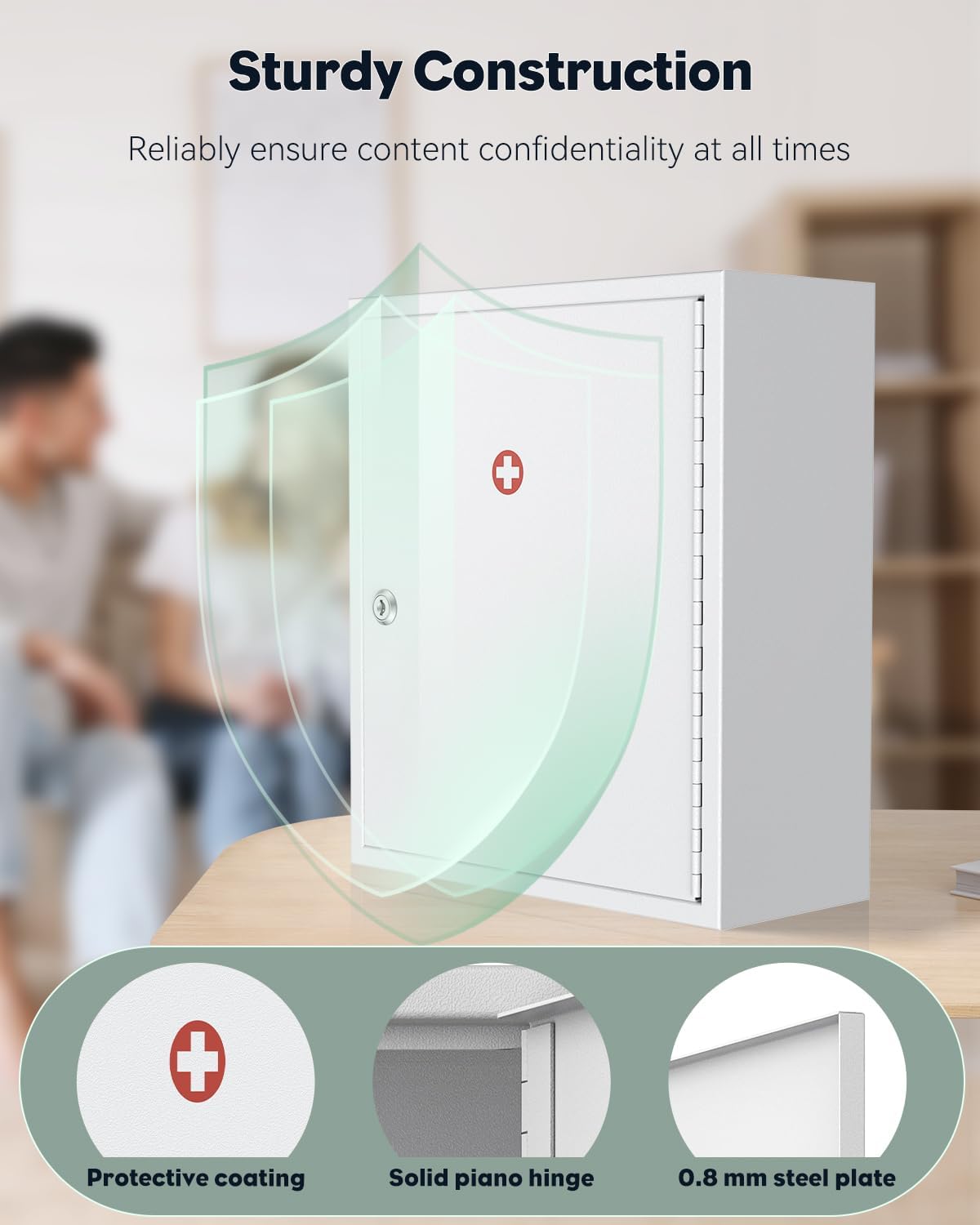 Uniclife Wall Mount Medicine Cabinet - Lockable Steel Storage Organizer | Large Capacity, White