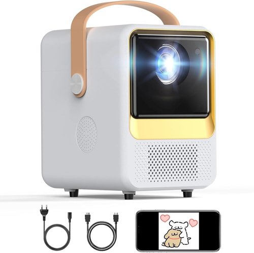 BESGEER Mini Projector - WiFi & Bluetooth 1080p Portable Projector for DIY Rug Tracing | Cream White