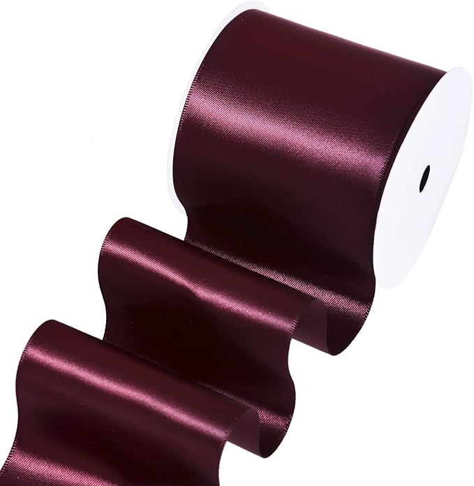 YAMA Burgundy Double Faced Satin Ribbon, 3 Inch 10 Yards, Great for Crafts Bows Flower Bouquet Wedding Home Decor Gift Wrapping