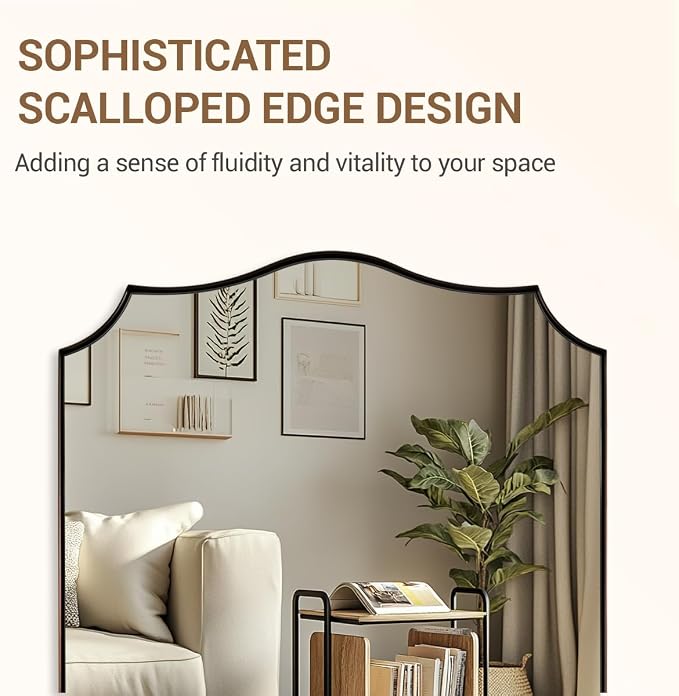 ANDY STAR Scalloped Bathroom Mirror, 24"x32" Brushed Bronze Vanity Mirror, Antique Bronze Decorative Bathroom Mirrors, Anti-Rust Stainless Steel Metal Frame, Stunning Design Ideal for Home Decor