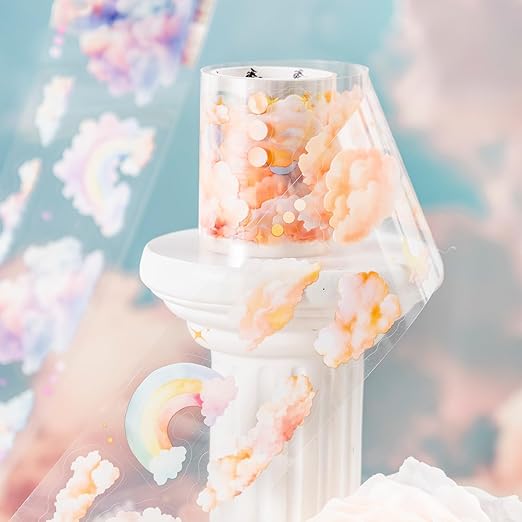 AuriicLeaf Cloud PET Tape Set, 6 Rolls Pre-Cut Sky Ephemera for Junk Journaling, Scrapbooking, Crafting, DIY Projects, Diaries, and Art Supplies